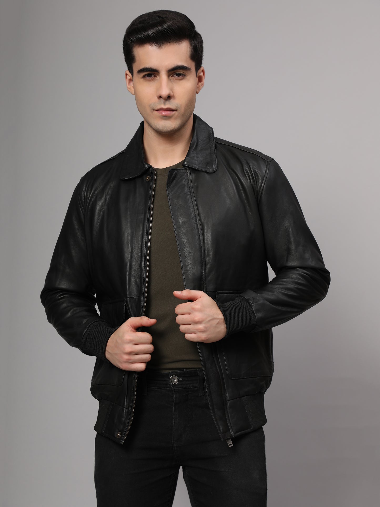 Theory Varsity Jacket In Leather Genuine Leather Jacket for Men