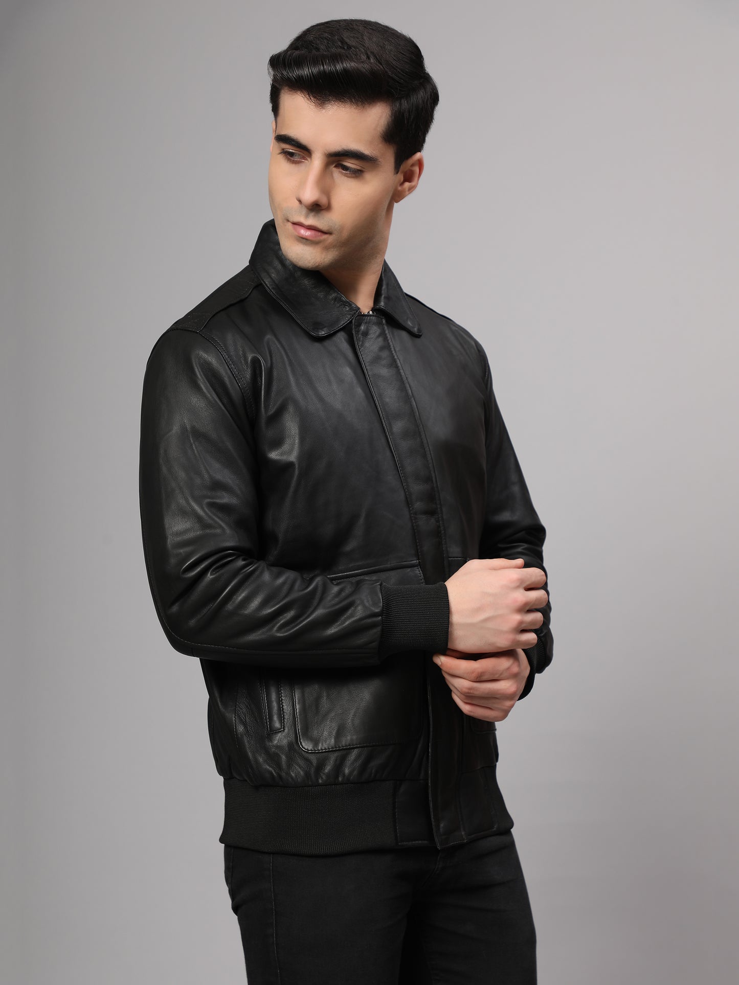 Theory Varsity Jacket In Leather Genuine Leather Jacket for Men