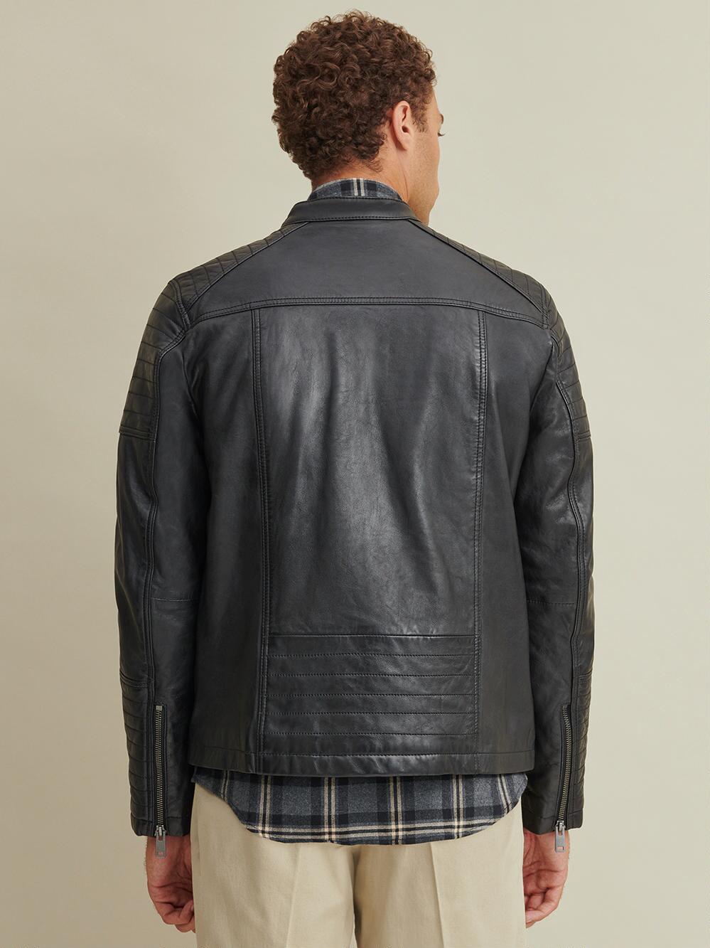 Classic Black Leather Jacket :- Charmshilp