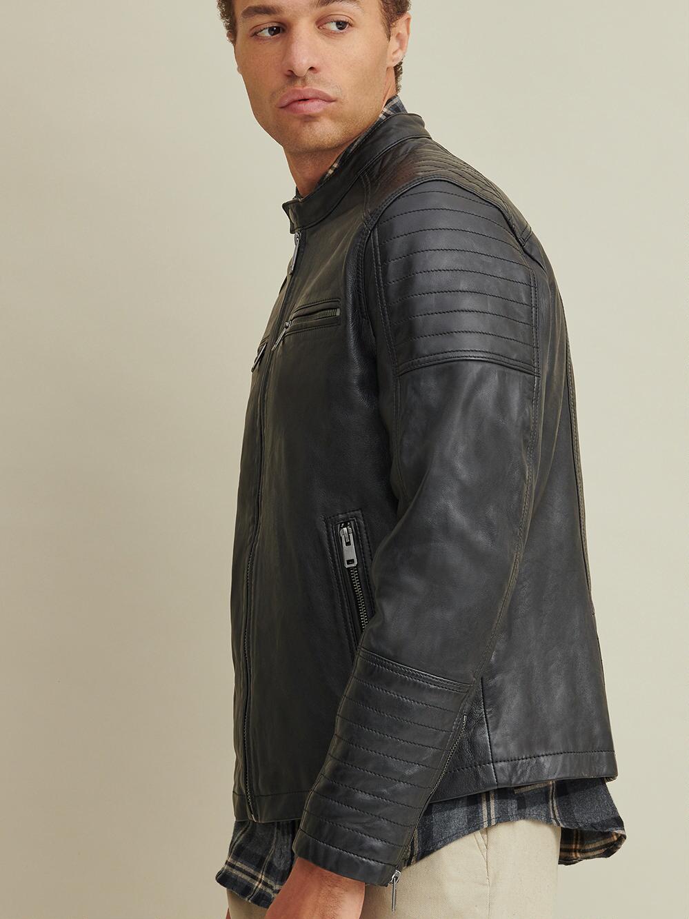 Classic Black Leather Jacket :- Charmshilp