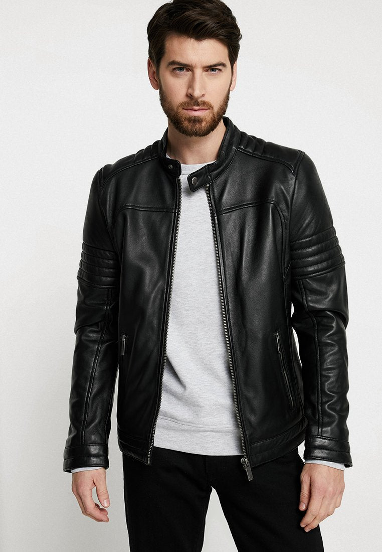 Devis Elbow Padded Leather Jacket