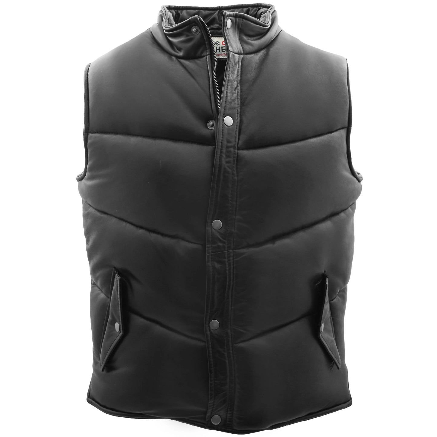 Men's Leather Puffer Waist Coat