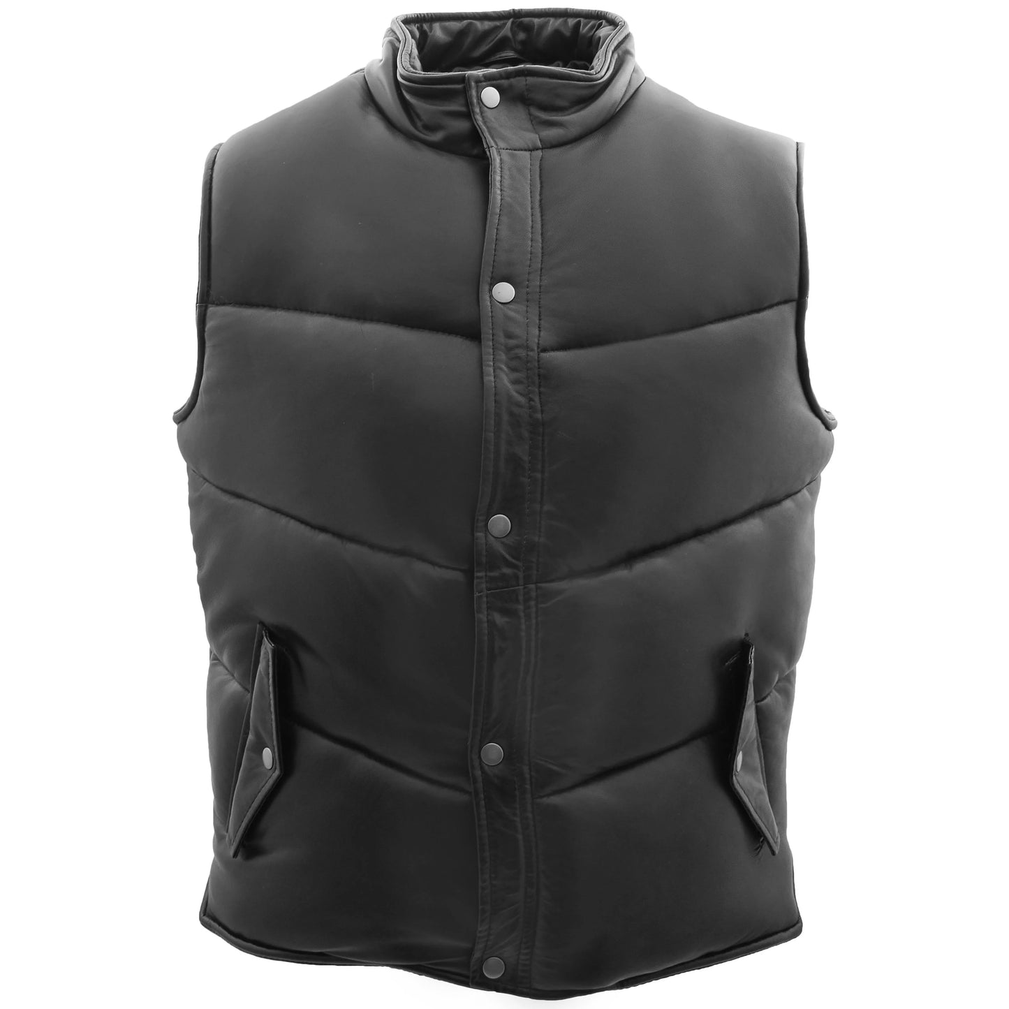 Men's Leather Puffer Waist Coat