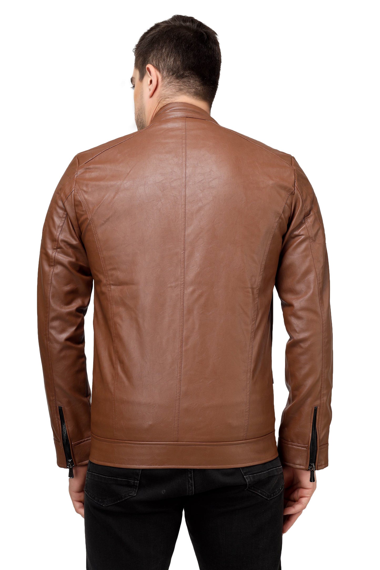 Full Sleeve Mesh Men PU Leather Jacket for Men :- Charmshilp