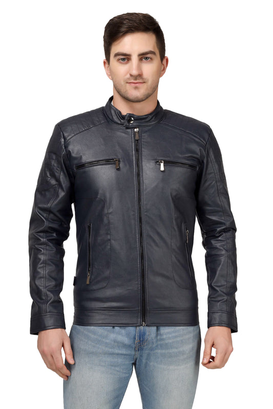 Full Sleeve Mesh Men PU Leather Jacket for Men :- Charmshilp