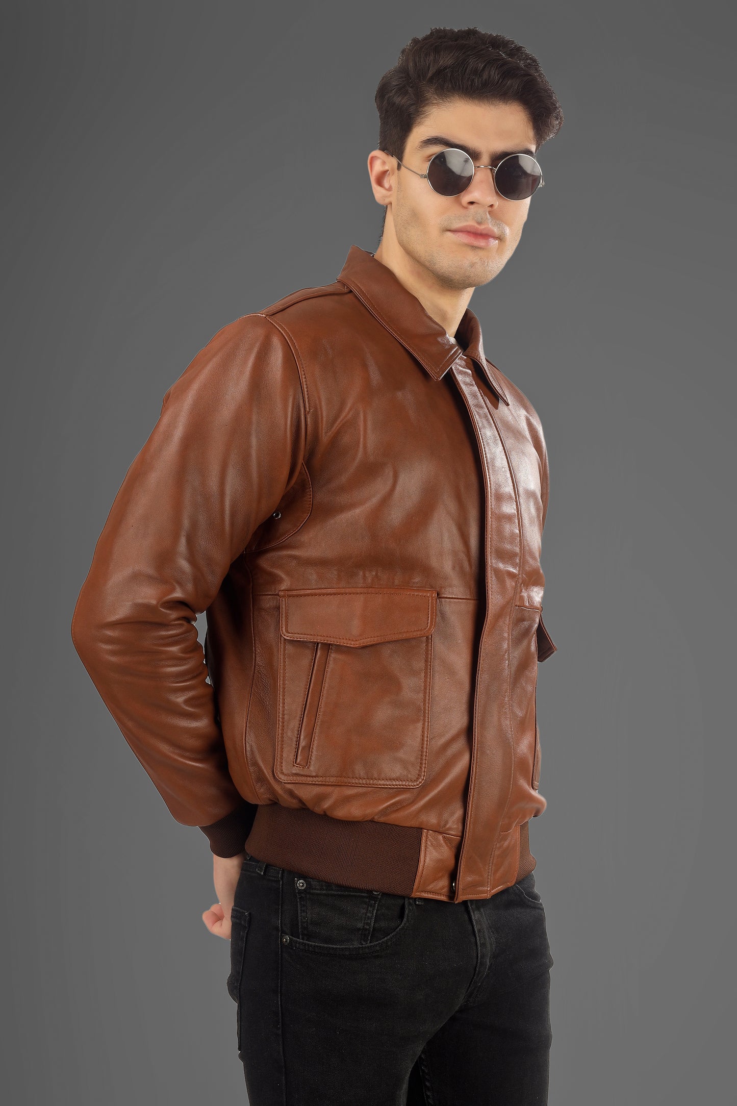 Charmshilp :- Vikram Bomber Leather Jacket