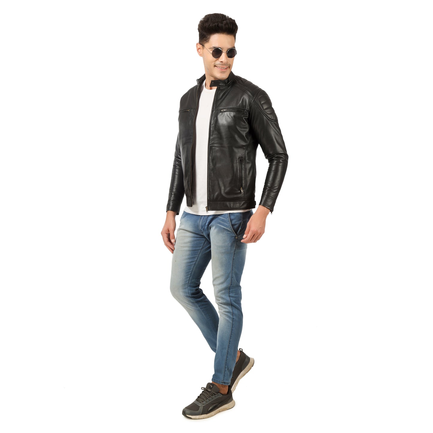 Men Racer Genuine Leather Jacket