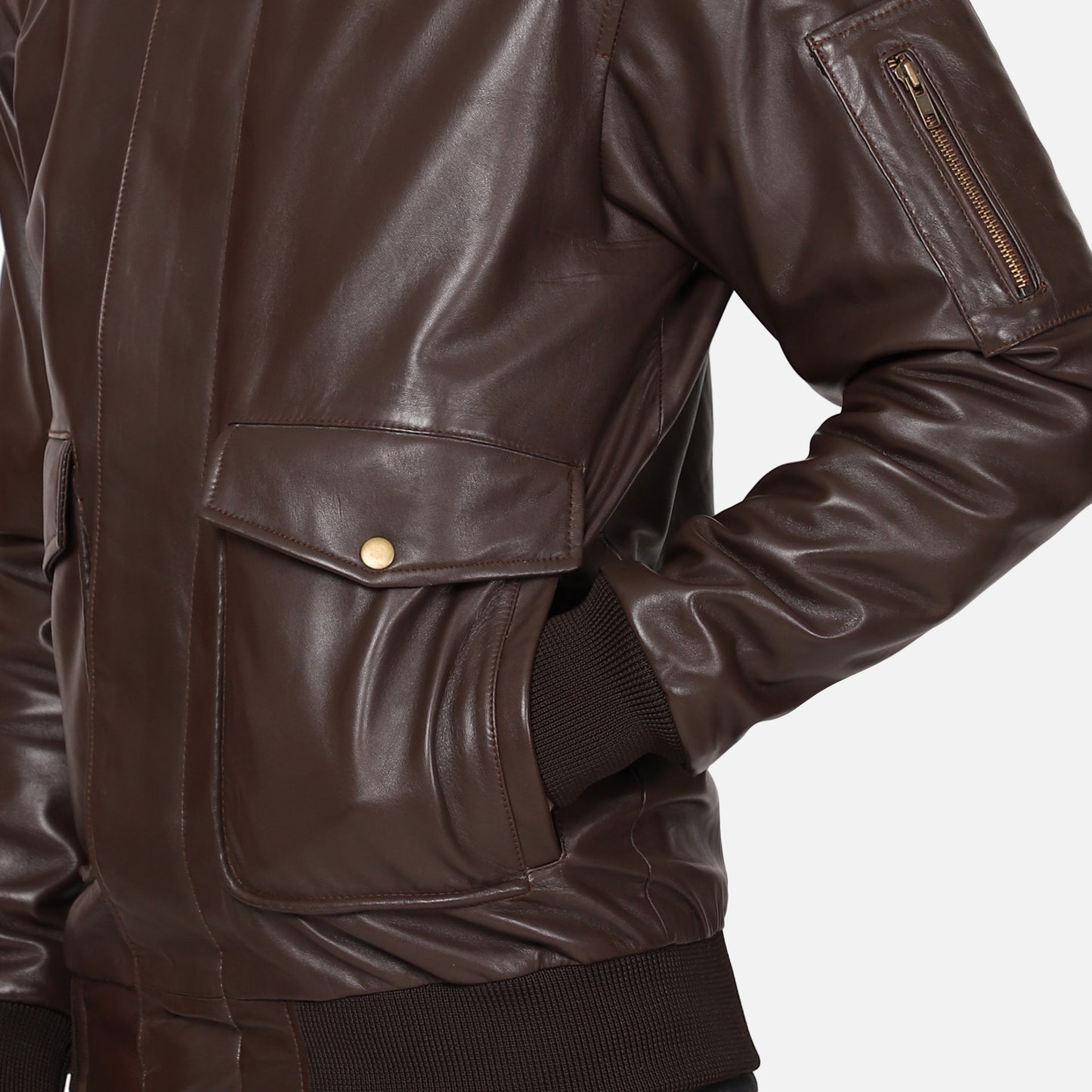 Vikram Bomber With Shearling Collar Leather Jacket