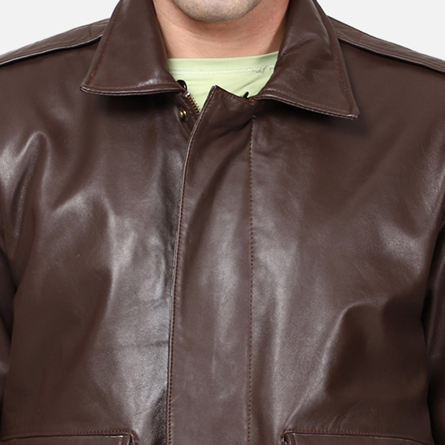 Vikram Bomber With Shearling Collar Leather Jacket