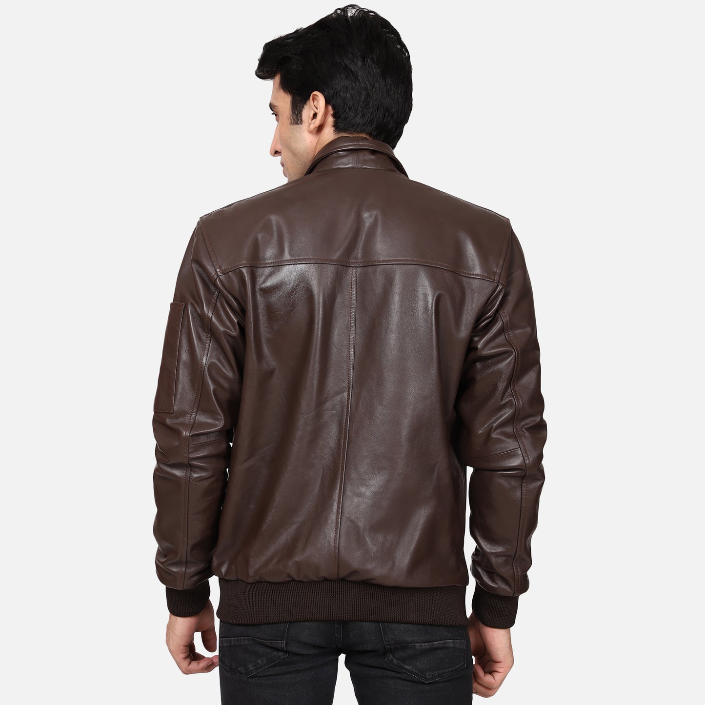 Vikram Bomber With Shearling Collar Leather Jacket