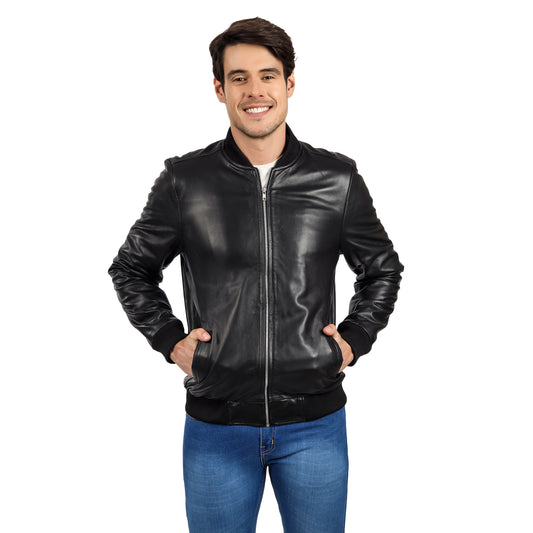 Elegant Bomber Leather Jacket