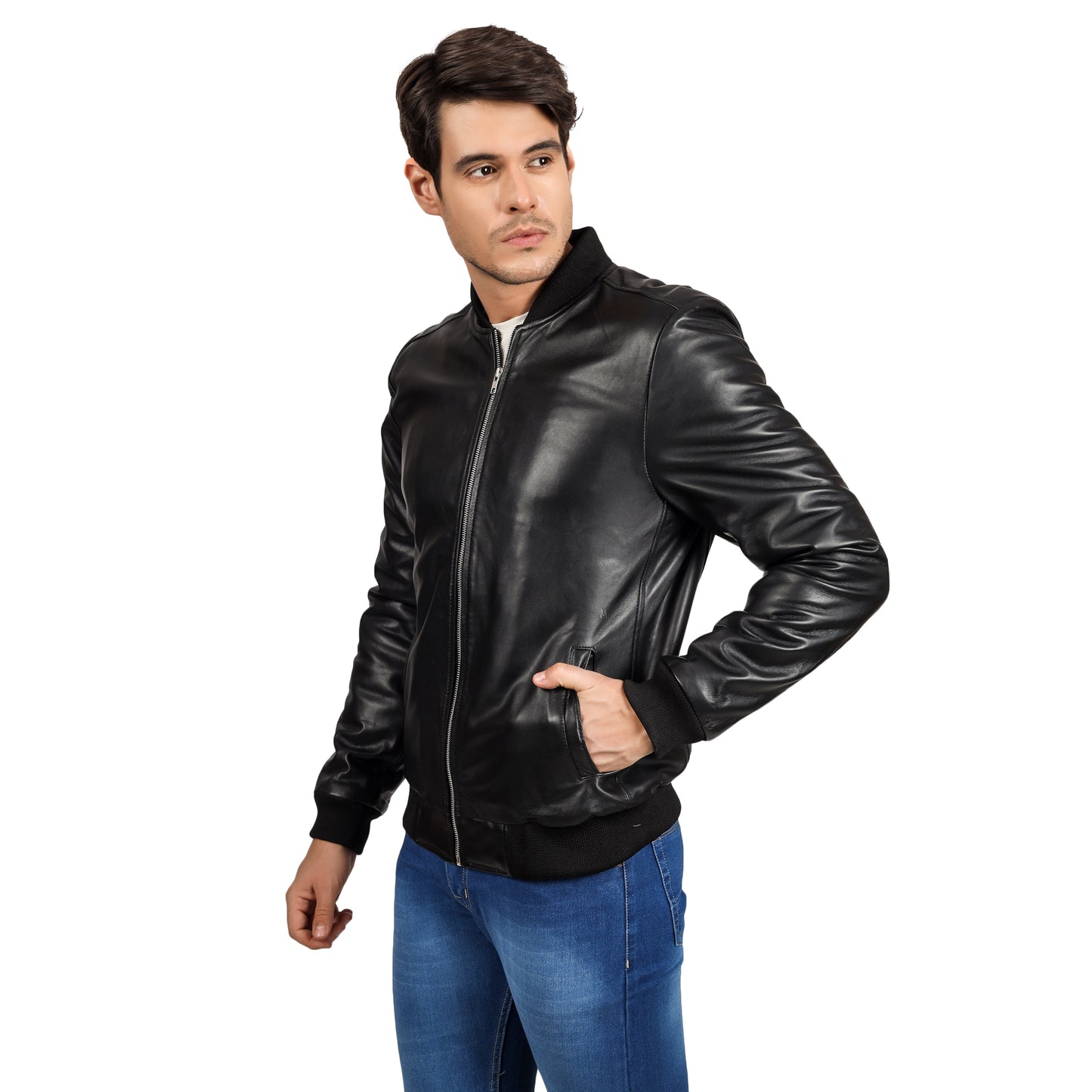 Elegant Bomber Leather Jacket