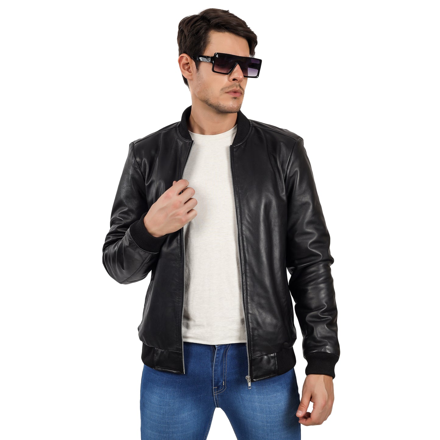 Elegant Bomber Leather Jacket