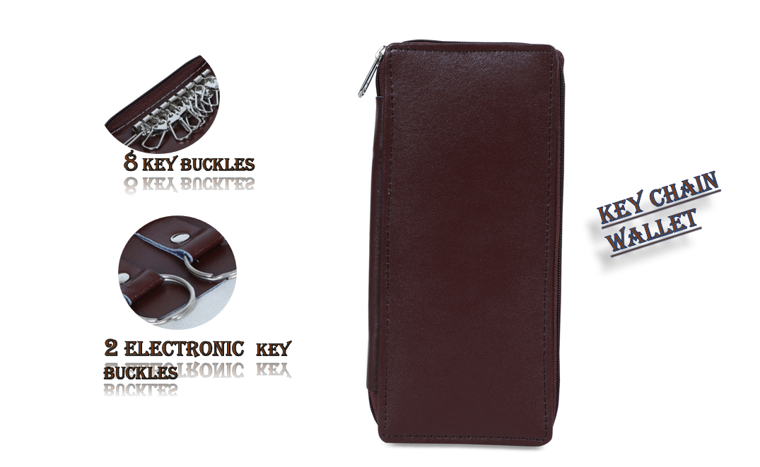 Brownish Bank Locker Key Chain Pouch in Genuine Leather