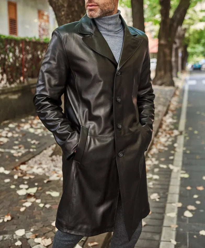 Executive Elegance Leather Coat || Charmshilp